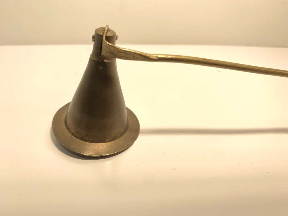 Vintage Brass Twisted handle candle snuffer hinged